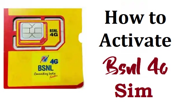 how to activate bsnl sim 4g